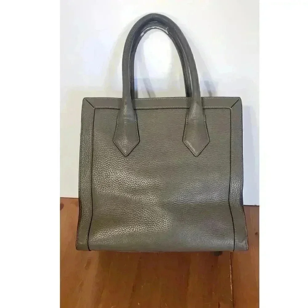 Henry Bendel genuine pebble leather tote bag large taupe in color
